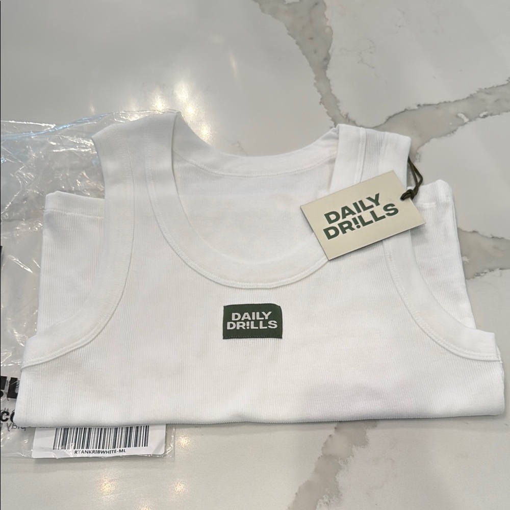 Daily Drills White Tank Top Classic Sleeveless Design